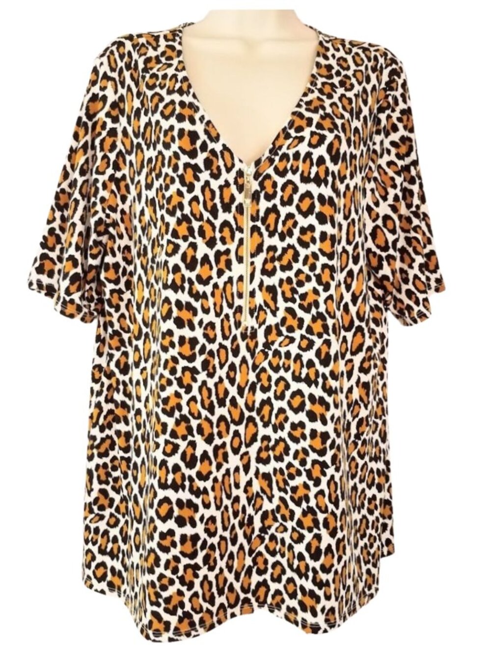 CHAUS NEW YORK Leopard Animal Print Blouse - Women's L